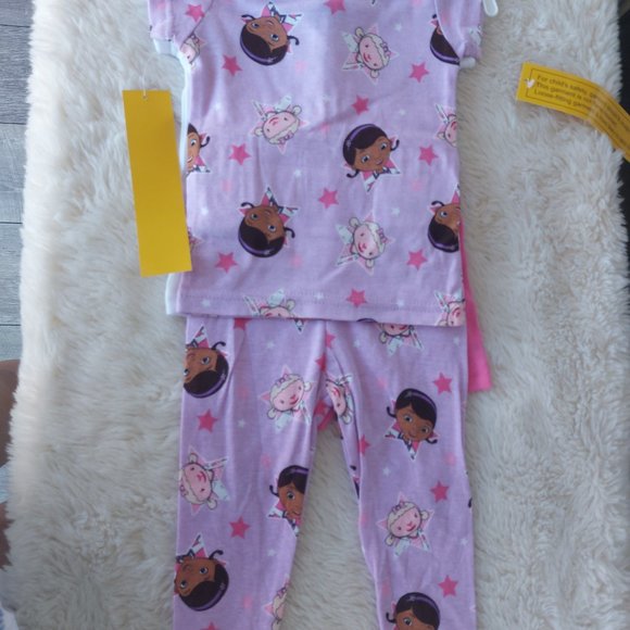 3/$30 Disney Girls Doc McStuffins Short Sleeve Cotton 4 Piece Pajama Set - Picture 3 of 9